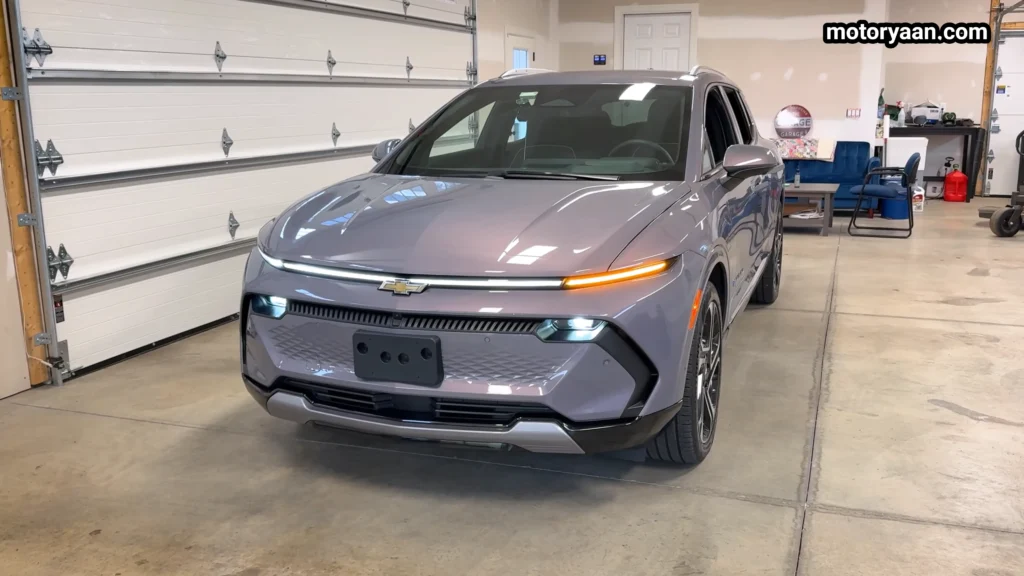 Front and partial side view of the 2026 Chevrolet Equinox EV LT showing aerodynamic lines
