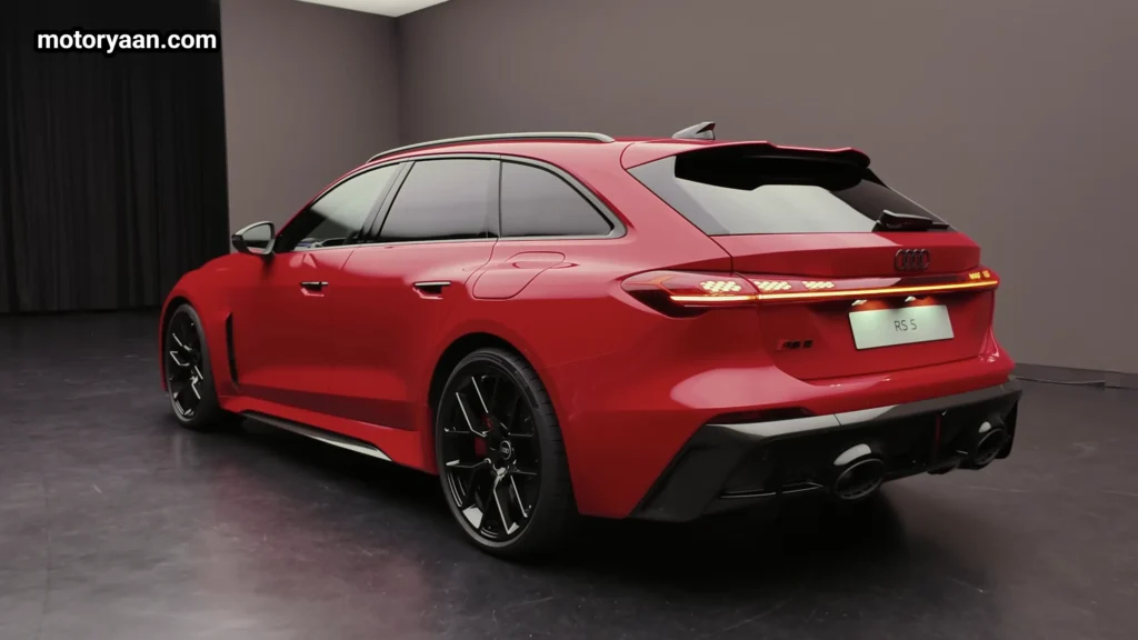 2026 Audi RS5 Avant side and rear three quarter profile with OLED tail lights