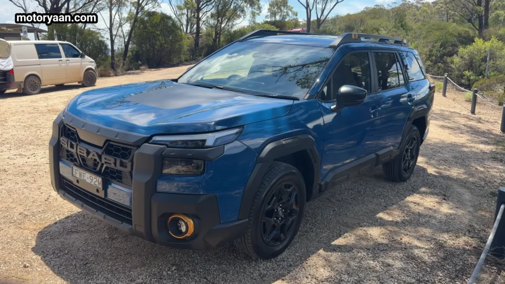 2026 Subaru Outback Wilderness side profile showing raised suspension and 18 inch alloy wheels