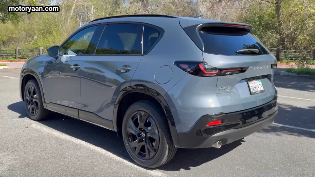 2026 Mazda CX 5 rear three quarter view with LED tail lamps