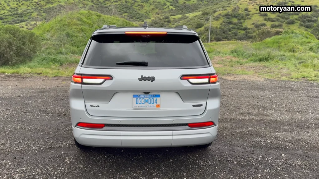 2026 Jeep Grand Cherokee L rear profile with LED tail lights and tailgate