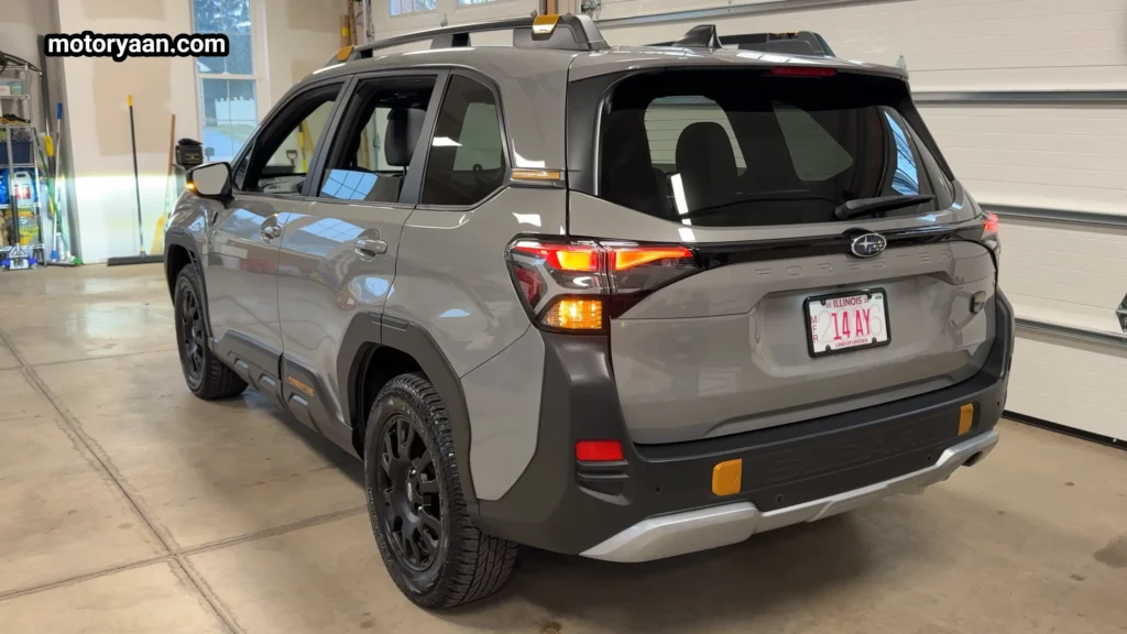 2026 Subaru Forester Wilderness rear design with LED tail lights and skid style bumper