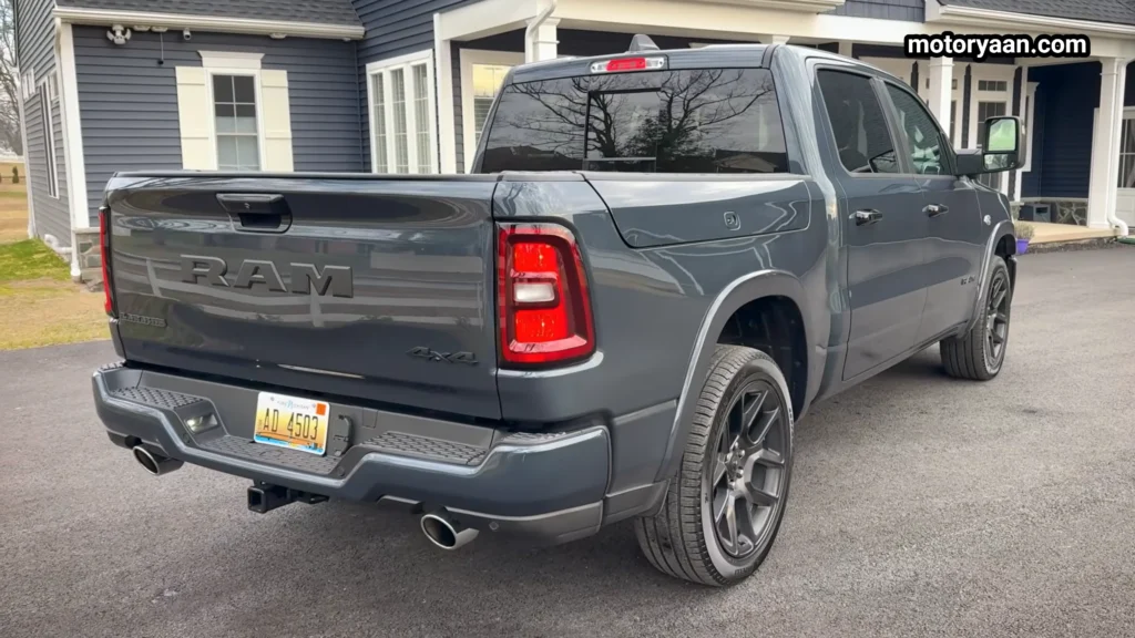 2026 Ram 1500 Laramie side and rear profile showing bed and tail section