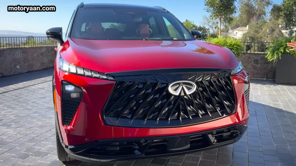 2027 Infiniti QX65 front fascia with signature double arch grille and LED headlights