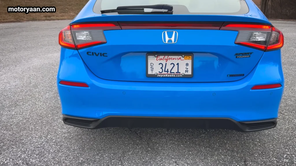 2026 Honda Civic Hybrid Hatchback full rear profile with tail lights