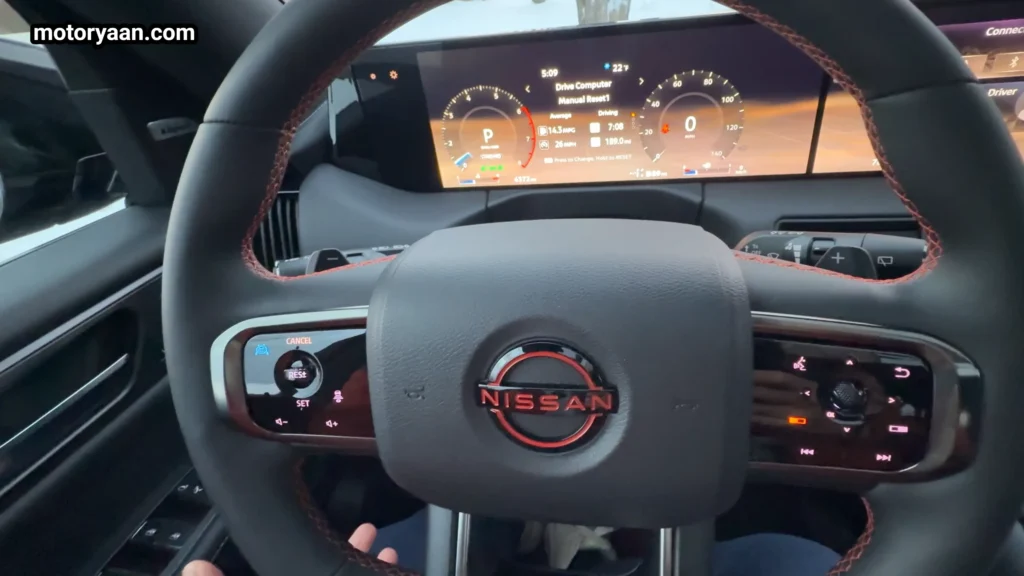 2026 Nissan Armada Pro 4X steering wheel with steering mounted controls