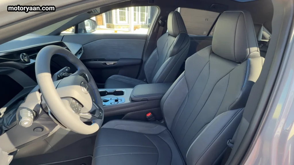 2026 Lexus RZ 550e F Sport front seats and center console layout