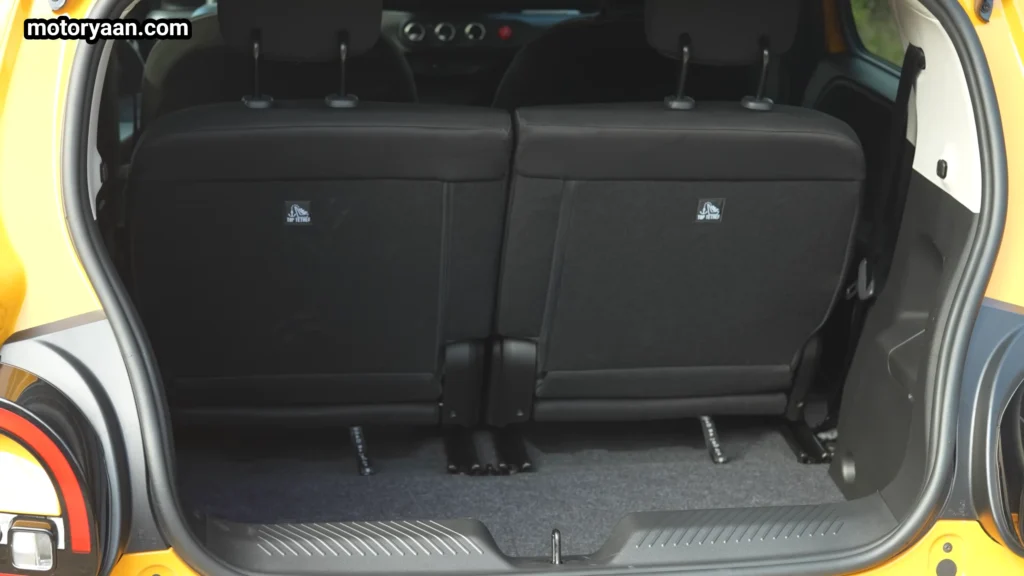 Renault Twingo EV boot space with adjustable rear seats and luggage area