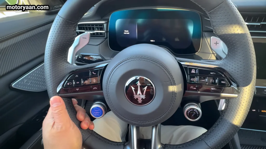 2026 Maserati Grecale Trofeo steering wheel with paddle shifters and control buttons
