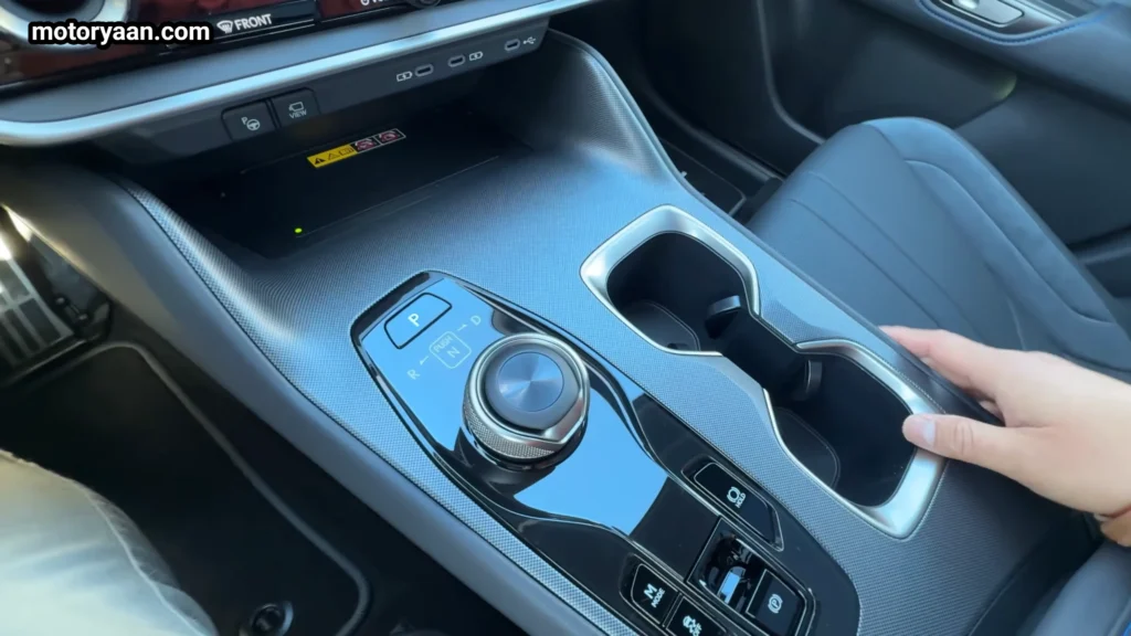 2026 Lexus RZ 550e F Sport center console gear selector and controls