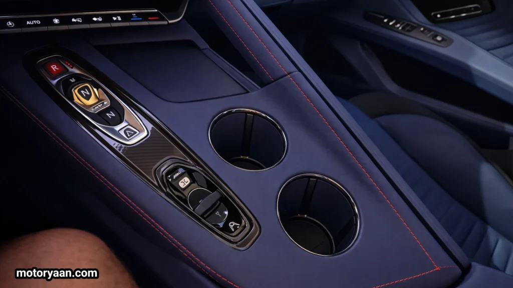 Center console and gear selector of 2027 Chevrolet Corvette Grand Sport