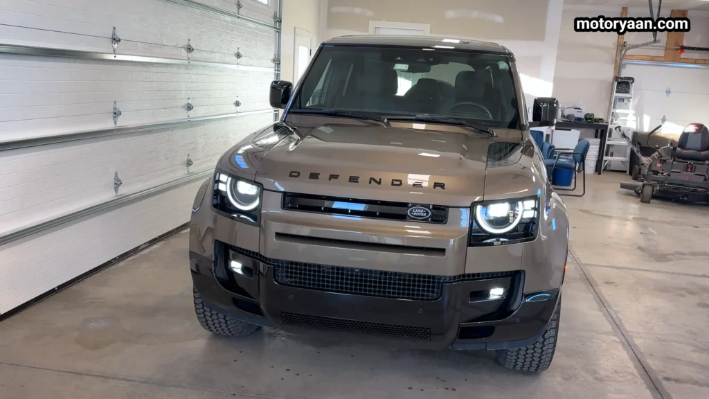 2026 Defender 110 X Dynamic SE full front profile with LED headlights and bold grille design