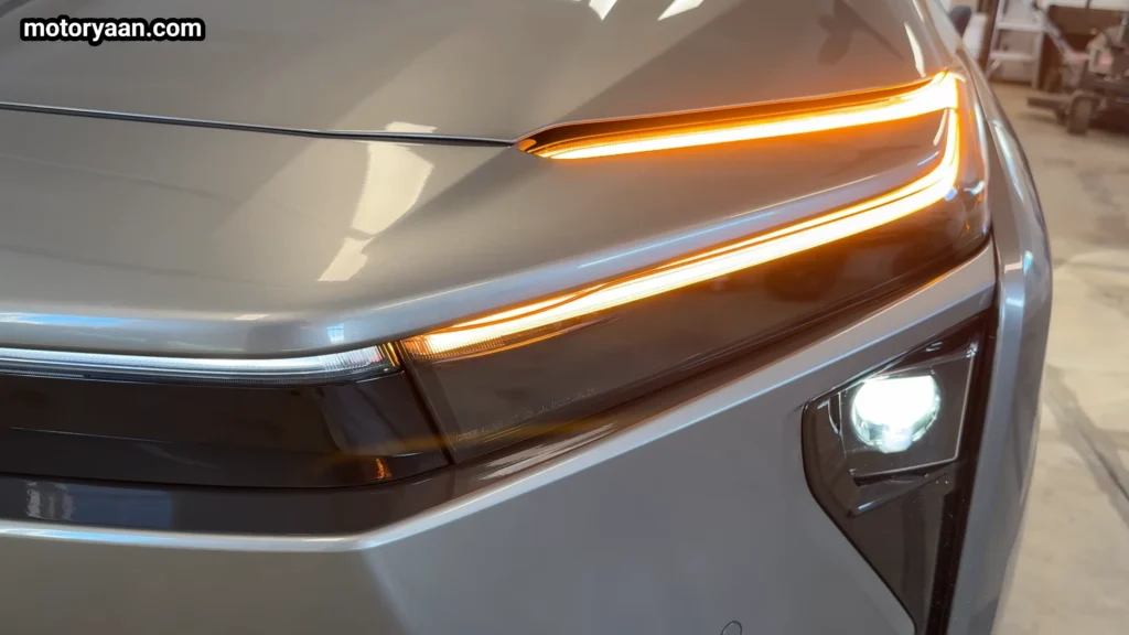 2026 Toyota bZ XLE Plus LED DRLs and projector headlight close up