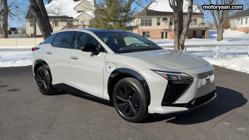 2026 Lexus RZ 550e F Sport full side profile with alloy wheels