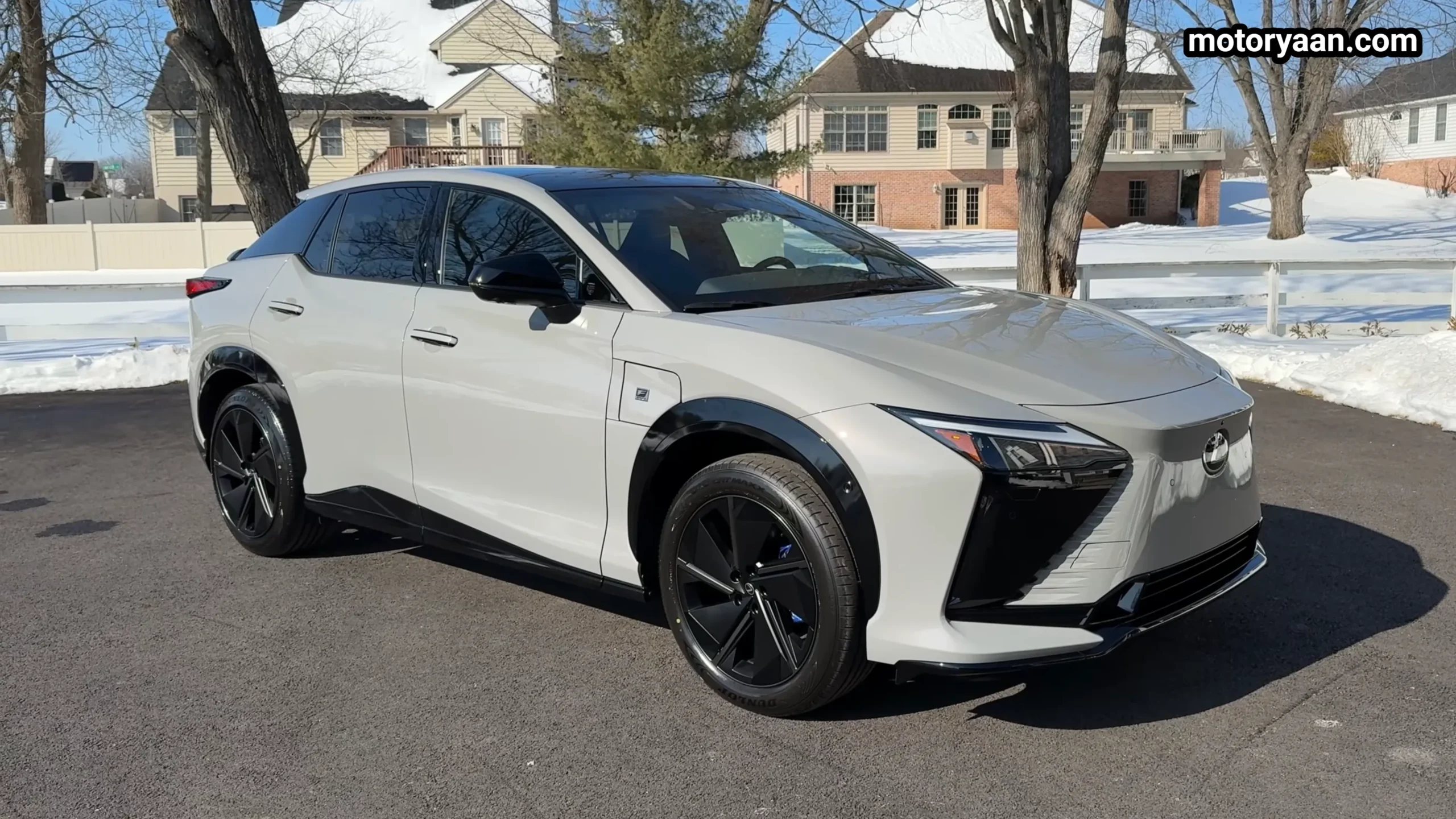2026 Lexus RZ 550e F Sport full side profile with alloy wheels