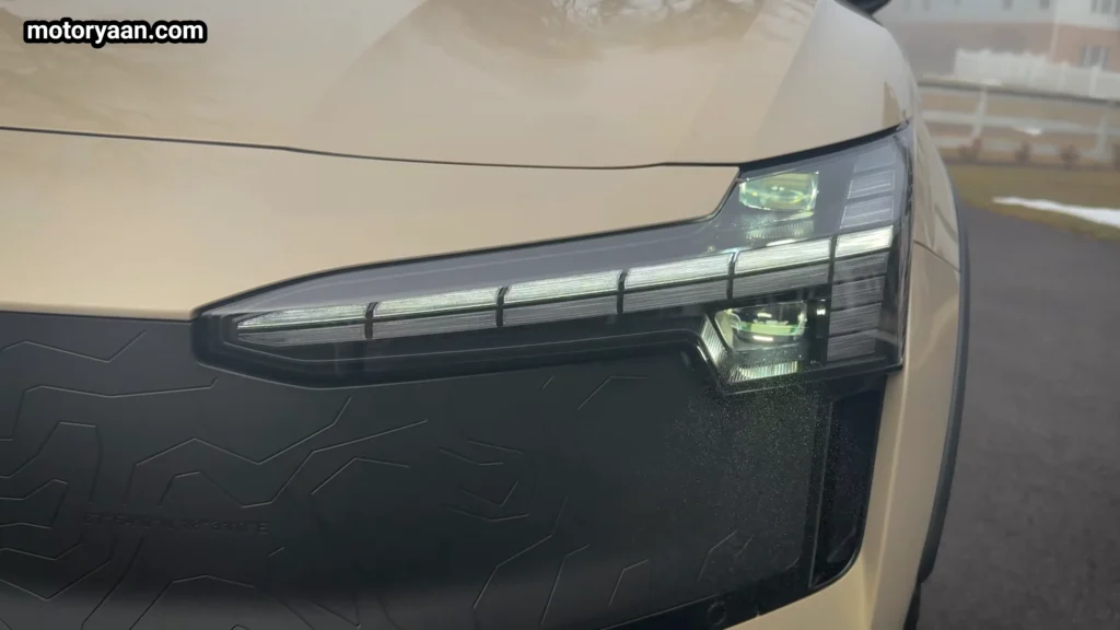 2026 Volvo EX30 Cross Country LED headlight close up Thor Hammer DRL