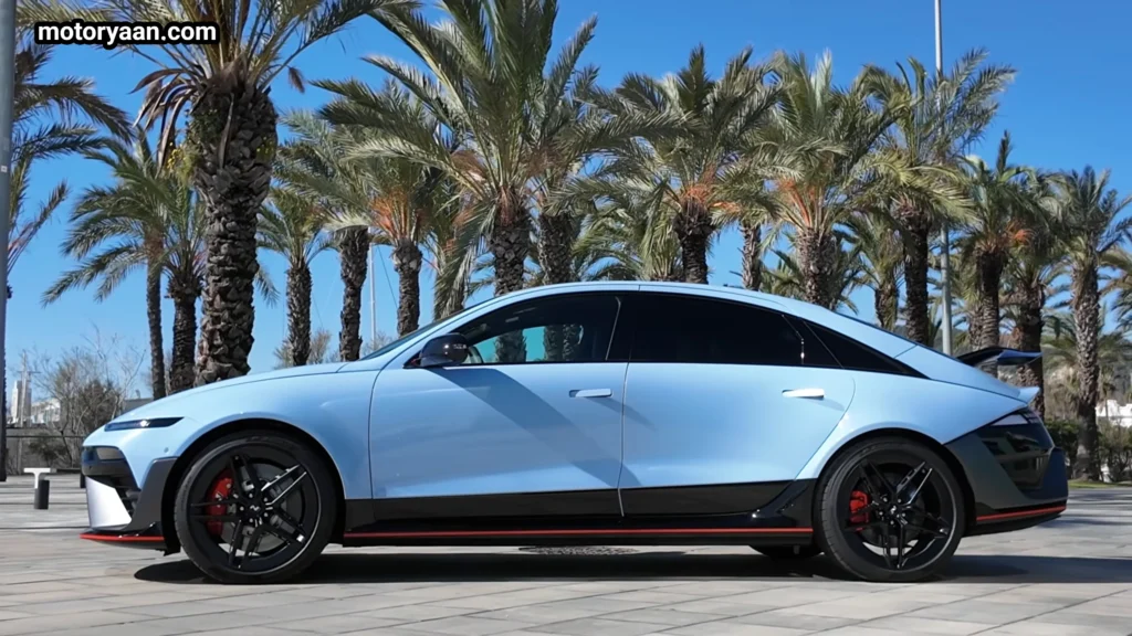 Hyundai Ioniq 6 N full side profile with aerodynamic body and large alloy wheels