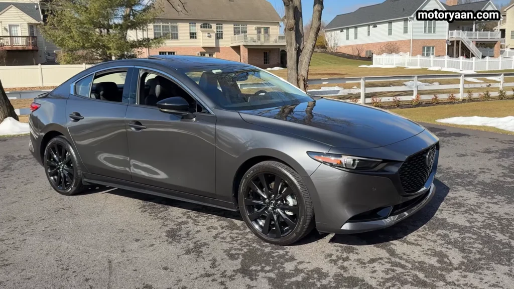 2026 Mazda 3 2.5 Turbo Premium Plus full side profile with alloy wheels and sedan proportions