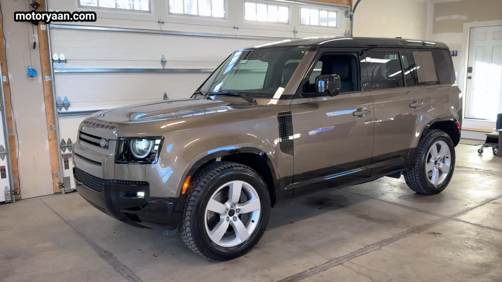 2026 Defender 110 X Dynamic SE side profile with large alloy wheels and high ground clearance