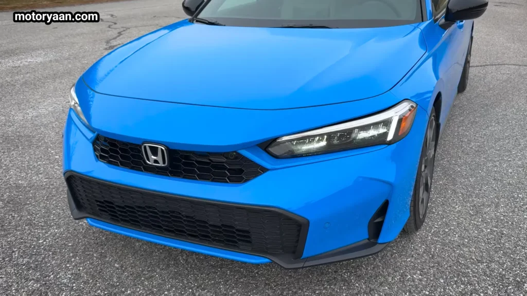 2026 Honda Civic Hybrid Hatchback close up front fascia LED headlight detail