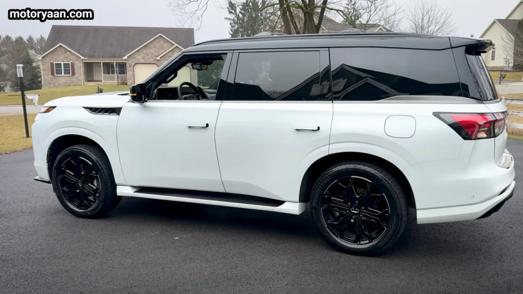2026 Infiniti QX80 Sport side detail chrome vent and body lines