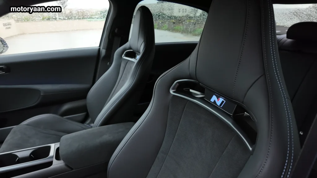 Hyundai Ioniq 6 N front sport seats with N badging and bolstered design