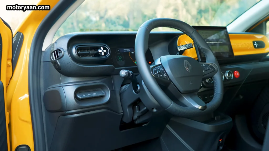 Renault Twingo EV dashboard with steering wheel and driver controls layout