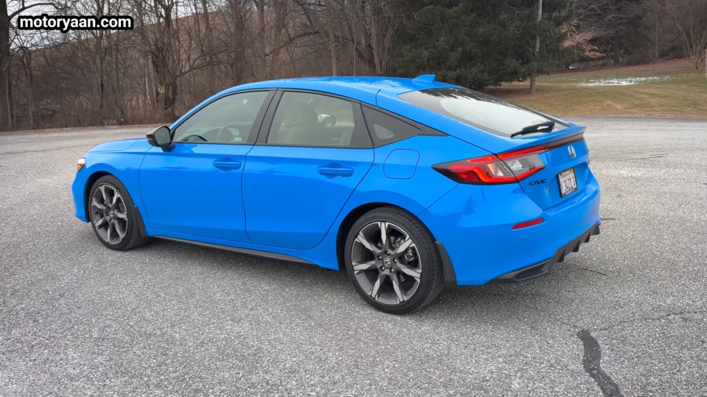 2026 Honda Civic Hybrid Hatchback side view with partial rear profile visible
