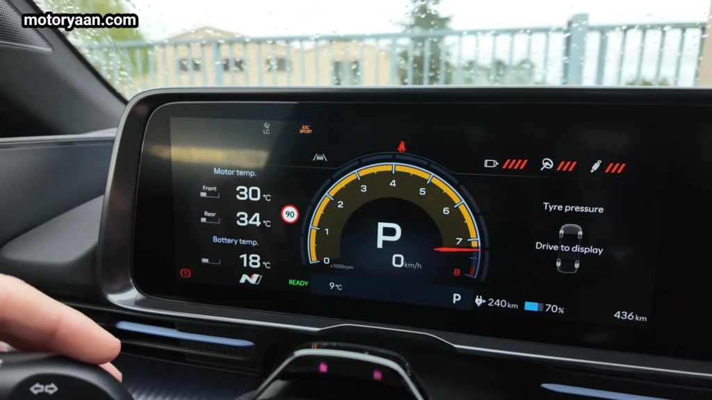Hyundai Ioniq 6 N digital instrument cluster with performance display and driving modes