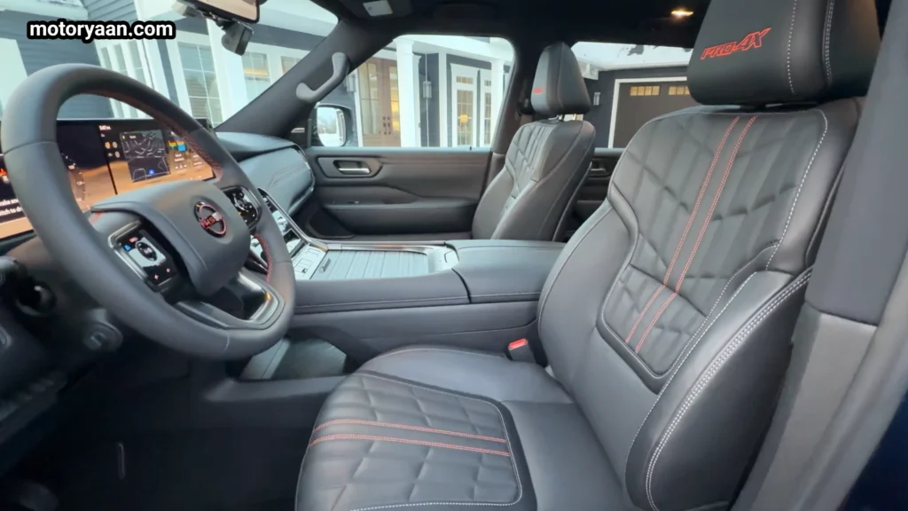 2026 Nissan Armada Pro 4X dashboard view with steering wheel and premium interior