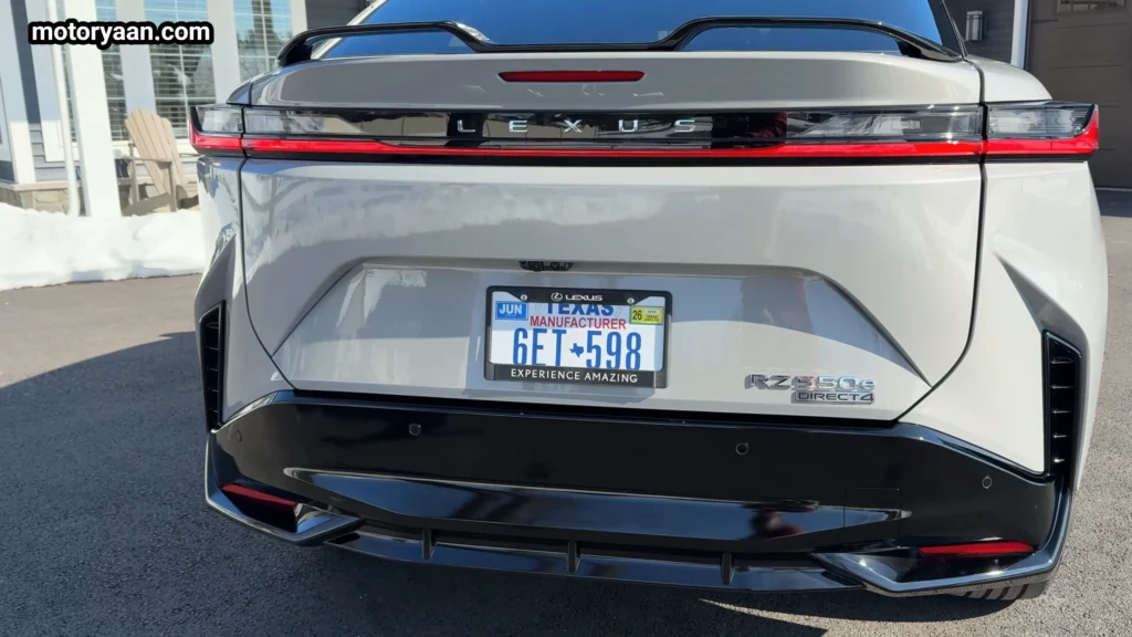 2026 Lexus RZ 550e F Sport rear close up tail light detail