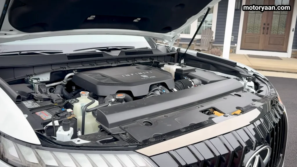 2026 Infiniti QX80 Sport 3.5 litre twin turbo V6 engine bay