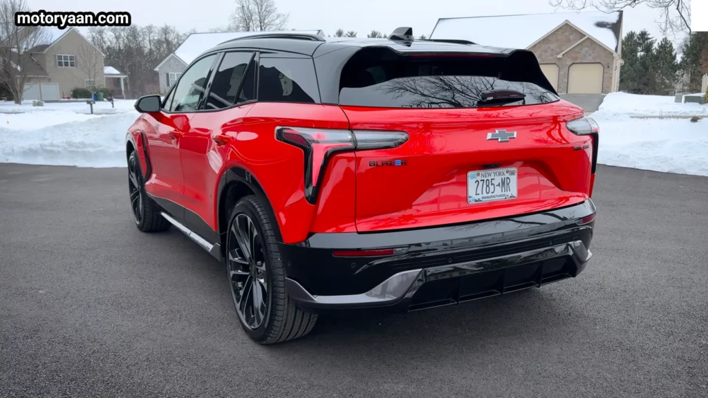 2026 Chevrolet Blazer EV SS rear profile with LED tail lights