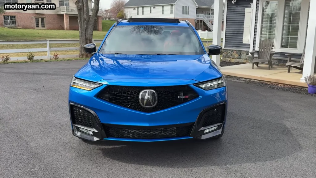 2026 Acura MDX Type S front fascia with diamond pentagon grille and LED headlights