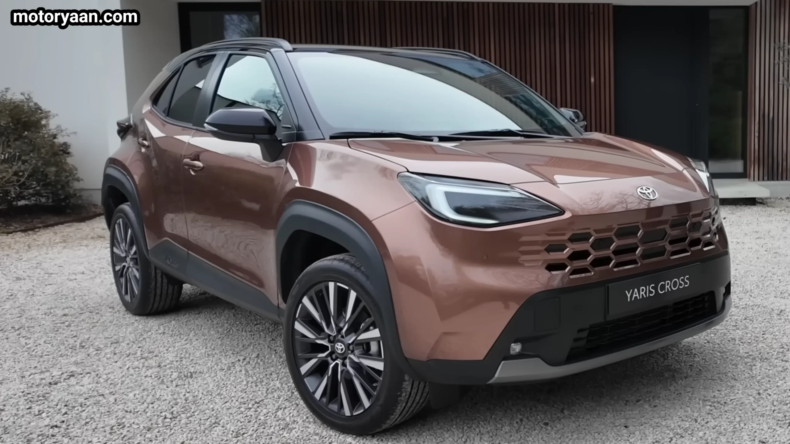 2026 Toyota Yaris Cross front three quarter view showing grille design and compact SUV stance