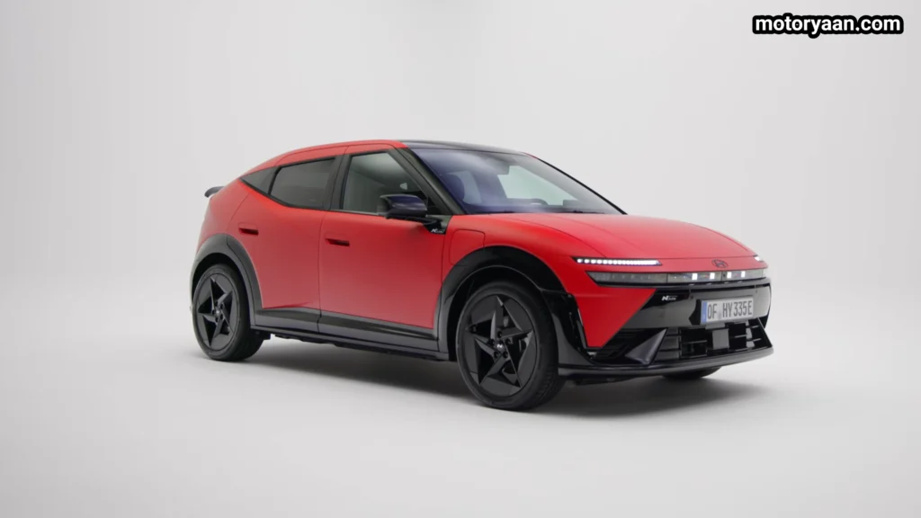 Hyundai Ioniq 3 front three quarter view showing front fascia and side profile