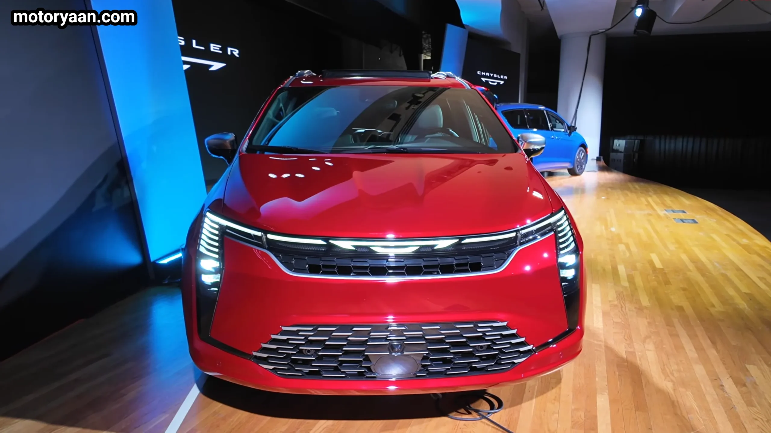 2027 Chrysler Pacifica front profile showing updated grille design and LED headlamps