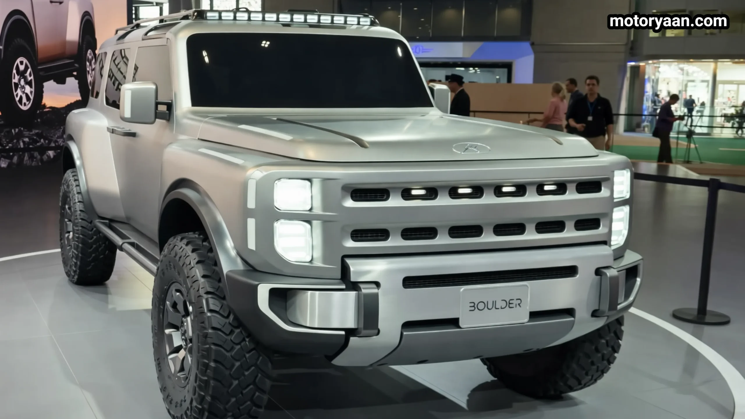 Hyundai Boulder Concept front three quarter view showing rugged stance and wide body