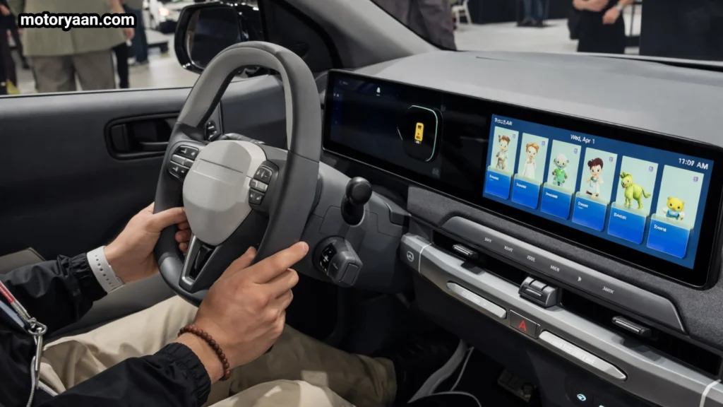 2027 Kia EV3 GT Line interior dashboard dual screens steering wheel