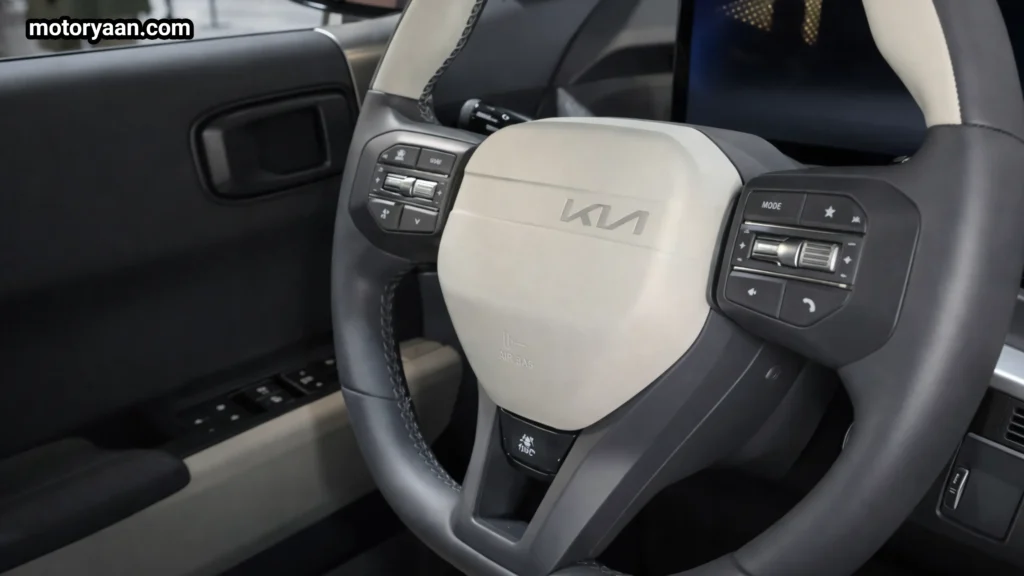 2027 Kia EV3 GT Line steering wheel controls and paddle shifters