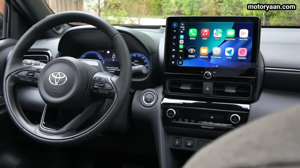 2026 Toyota Yaris Cross steering wheel controls infotainment and climate control layout
