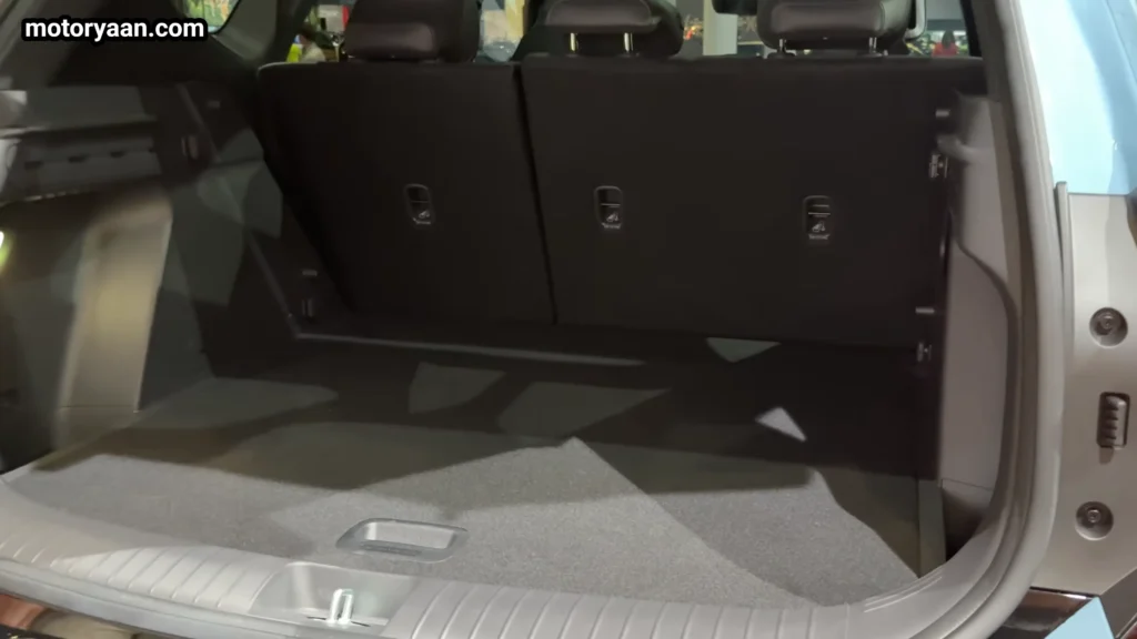 2027 Kia Seltos X Line boot space cargo capacity with rear seats folded