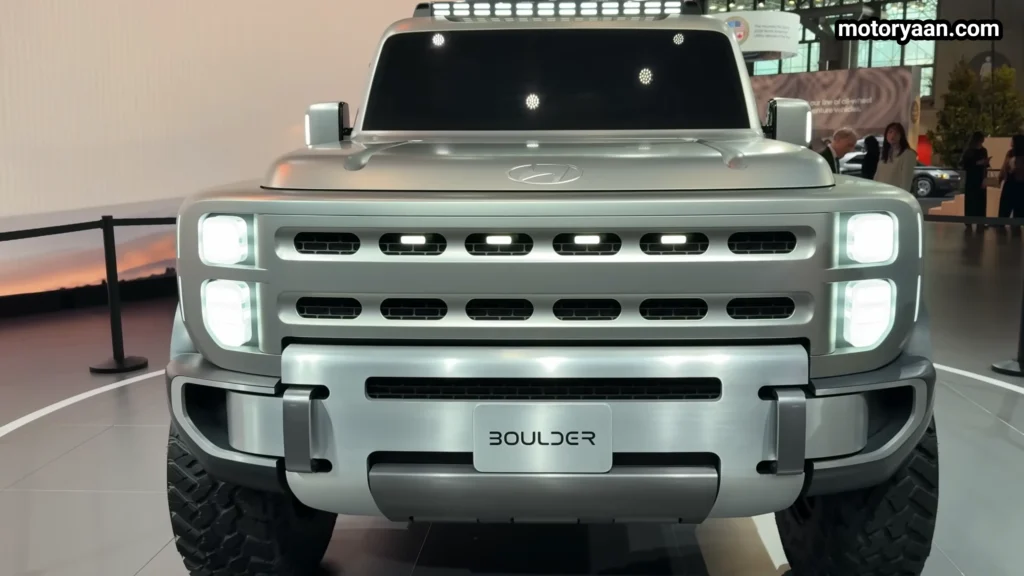 Hyundai Boulder Concept front profile with pixel LED lighting and rugged grille