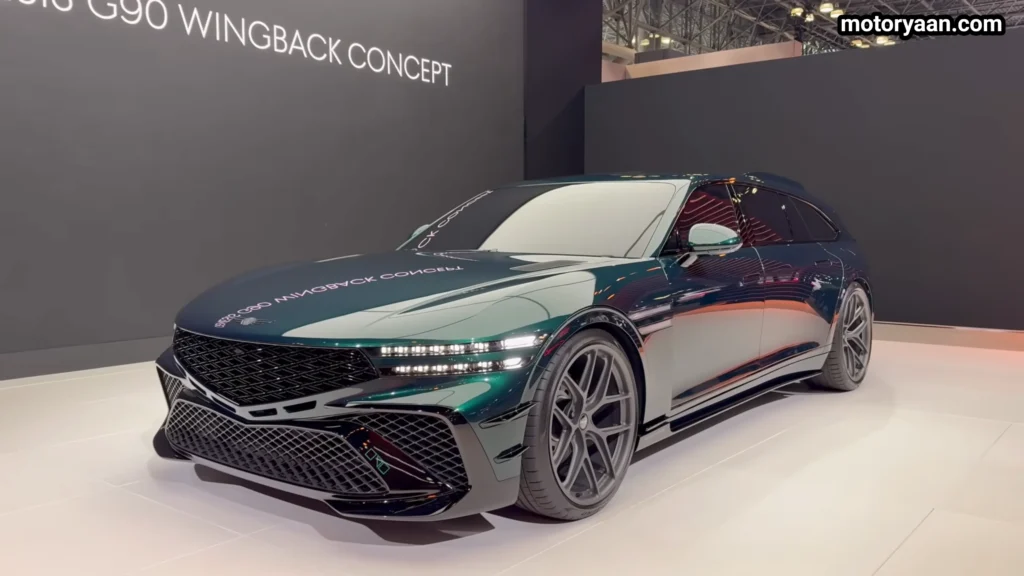 Genesis G90 Wingback Concept front and side profile showing long body, sleek roofline and wagon silhouette