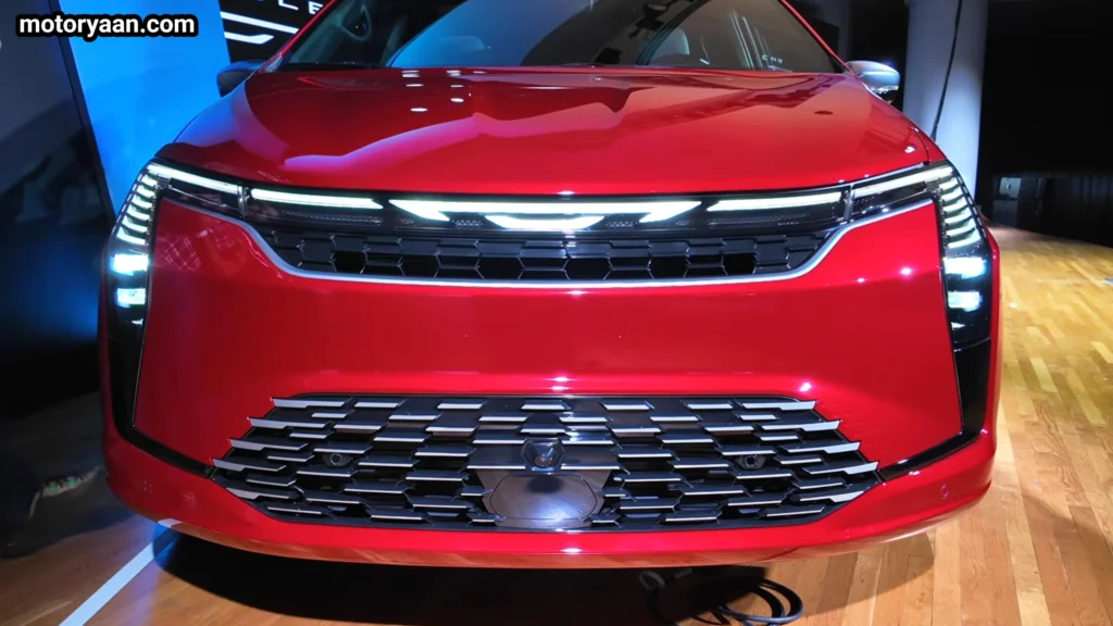 2027 Chrysler Pacifica close up of LED headlight and grille detailing