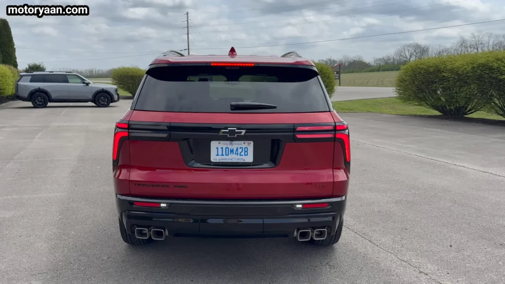 2026 Chevrolet Traverse rear view with LED tail lamps and quad exhaust