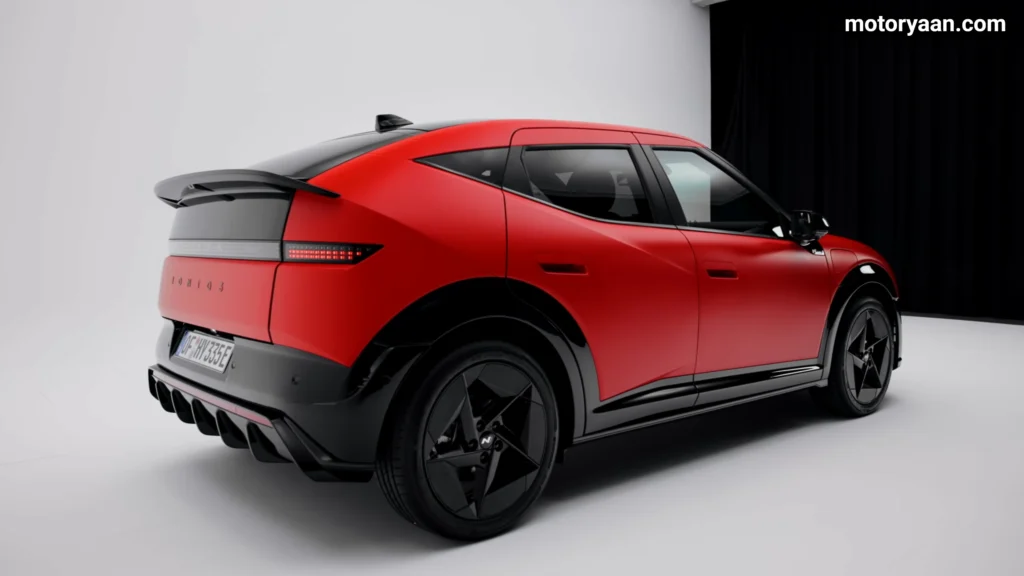 Hyundai Ioniq 3 rear three quarter view showing side profile and rear design