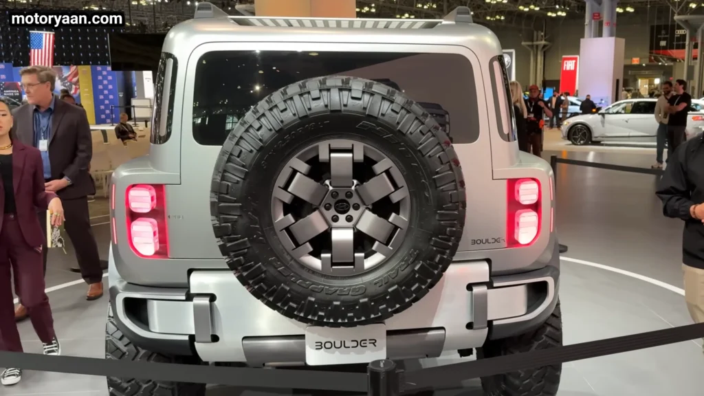 Hyundai Boulder Concept rear profile with pixel tail lights and spare wheel