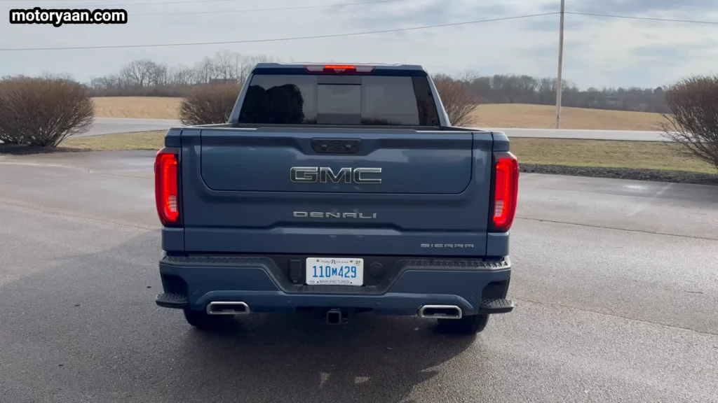 2026 GMC Sierra 1500 Denali Ultimate rear design with tailgate and dual exhaust