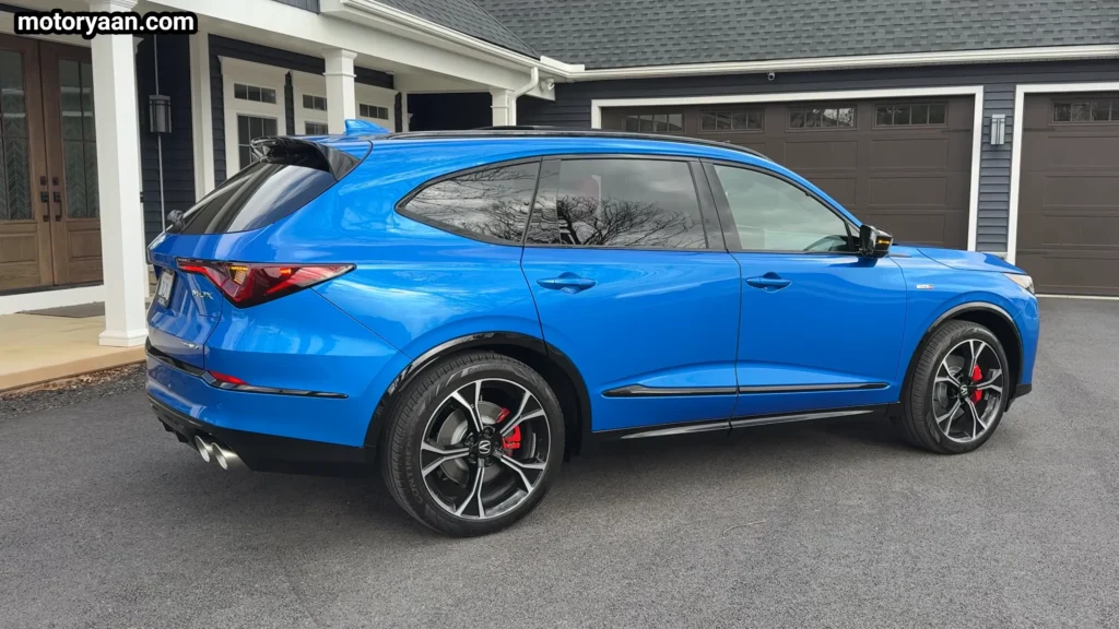 2026 Acura MDX Type S rear three quarter view showing LED tail lights and sporty rear design